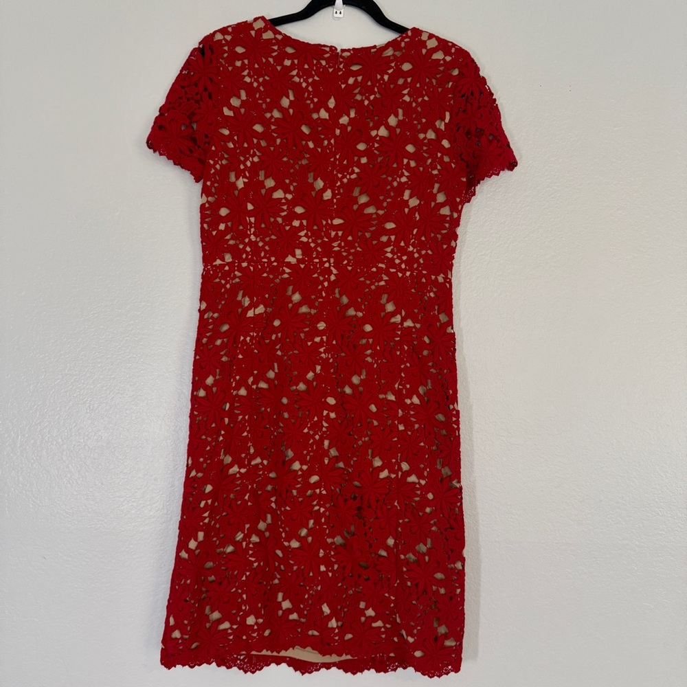 Talbots Red Lace Sheath Dress Women’s Size 4 Elegant Midi Cocktail Dress - Picture 6 of 8